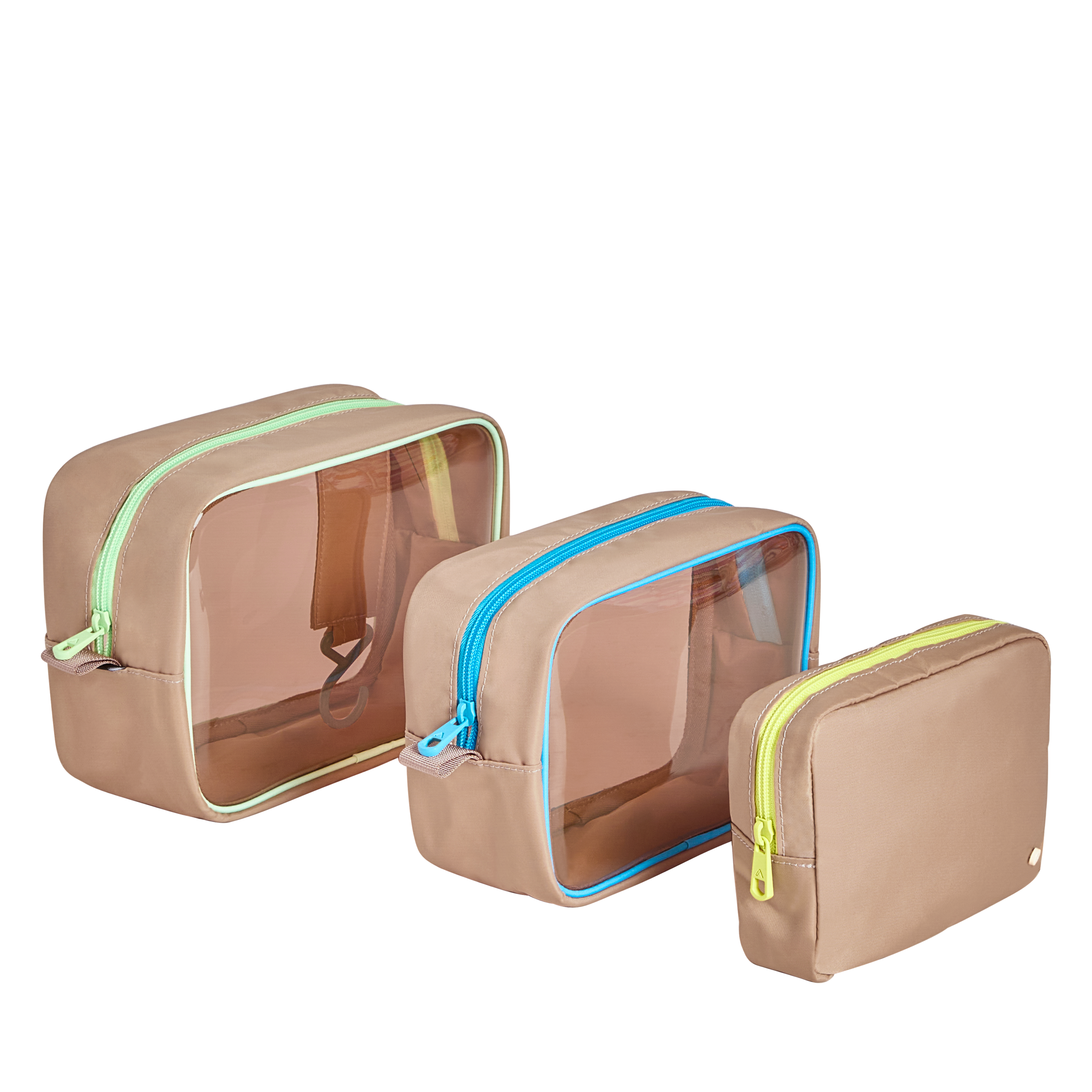 Travel Pouch Set of Three, Alternate, color, Latte