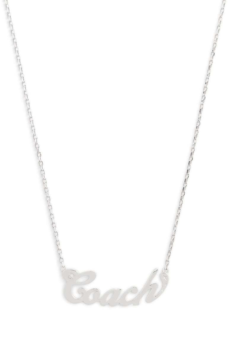 COACH Logo Pendant Necklace, Alternate, color, 
