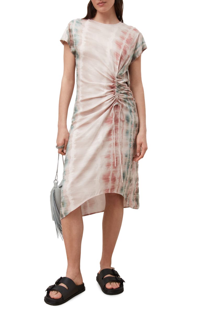 AllSaints Jarita Marea Ruched Tie Dye T-Shirt Dress, Alternate, color,