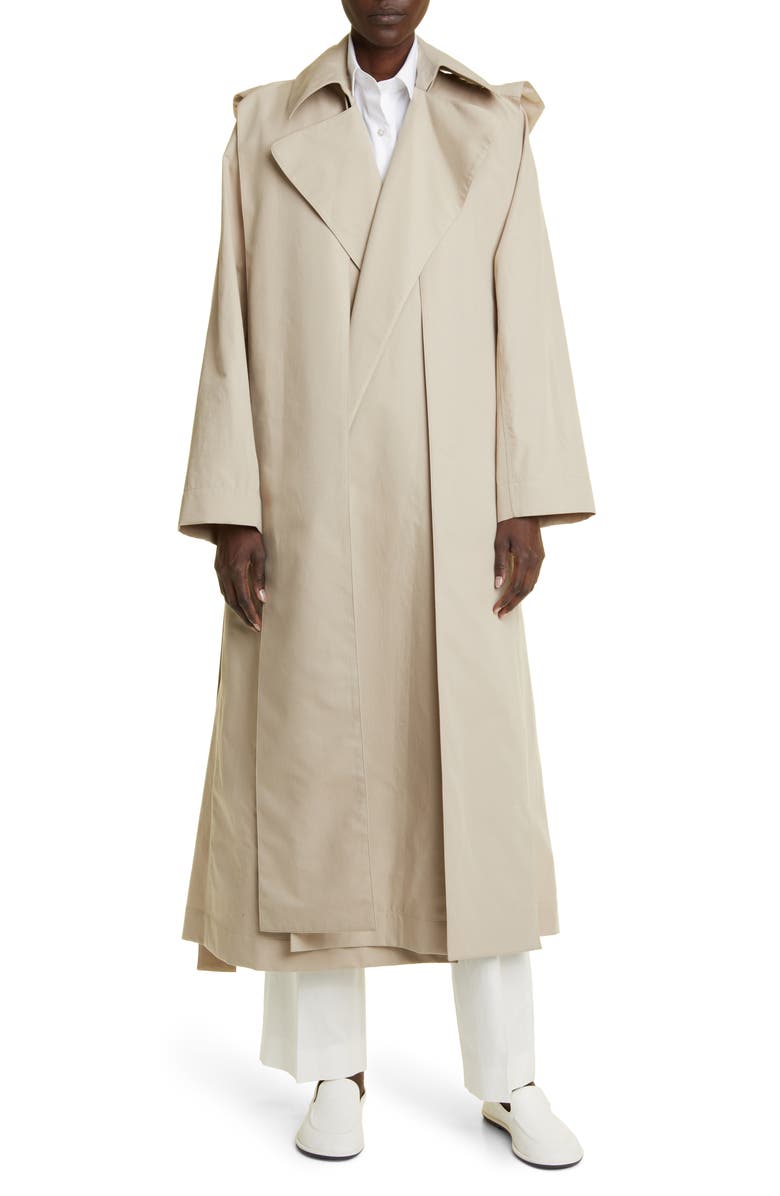 The Row Badva Belted Cotton Trench Coat with Removable Hood, Main, color,