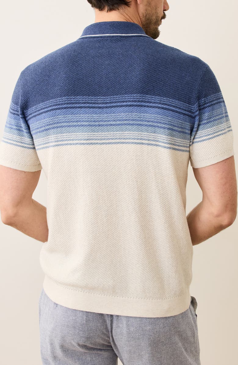 Marine Layer Greyson Short Sleeve Polo Sweater, Alternate, color, Navy/ Oatmeal