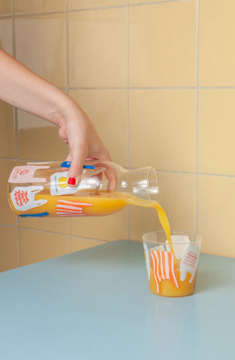 doiy Thank You Bag Painted Glass Jar & Cup Set, Alternate, color, White Multi