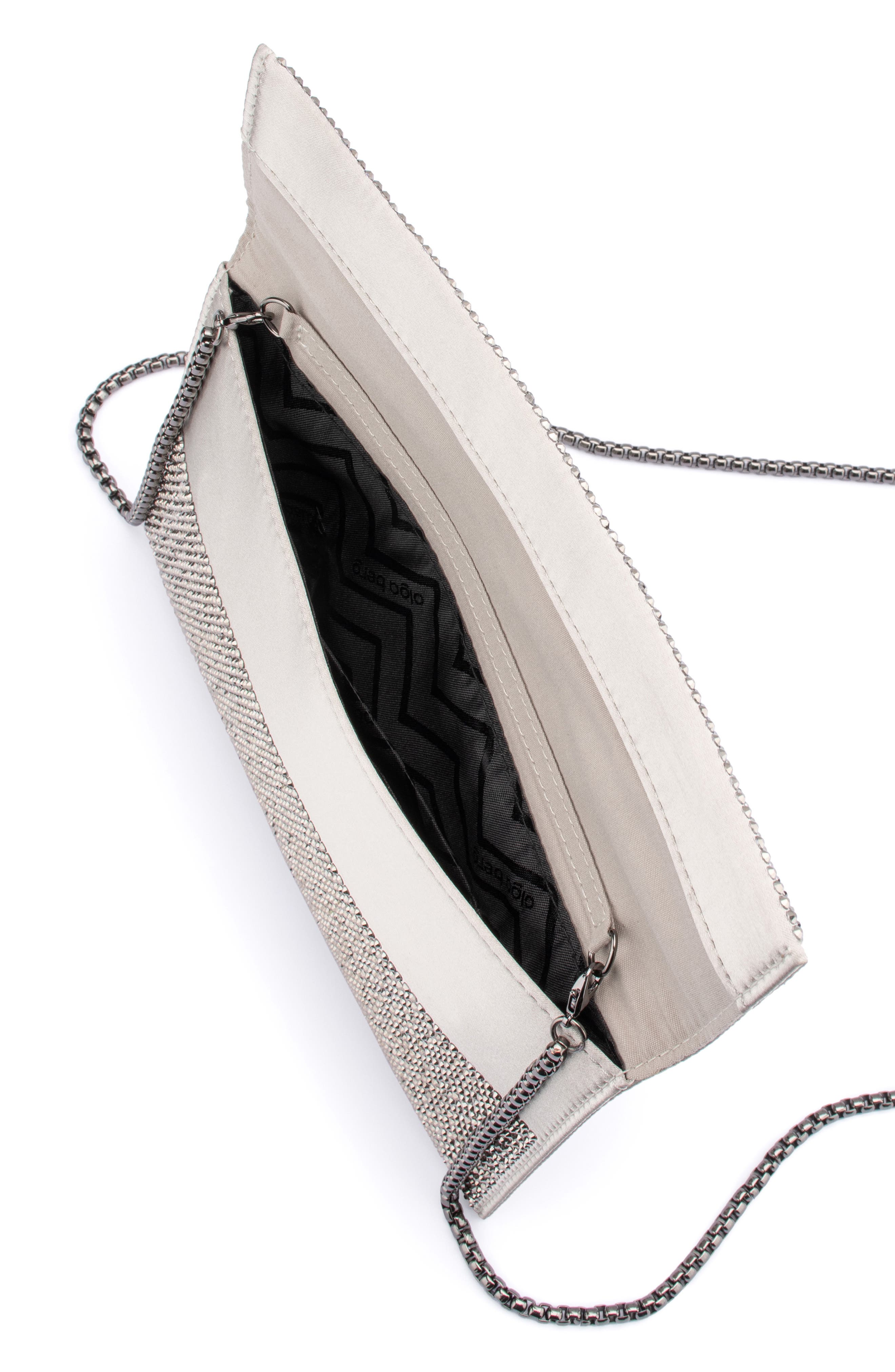 Olga Berg Cara Crystal Envelope Clutch, Alternate, color, Gunmetal