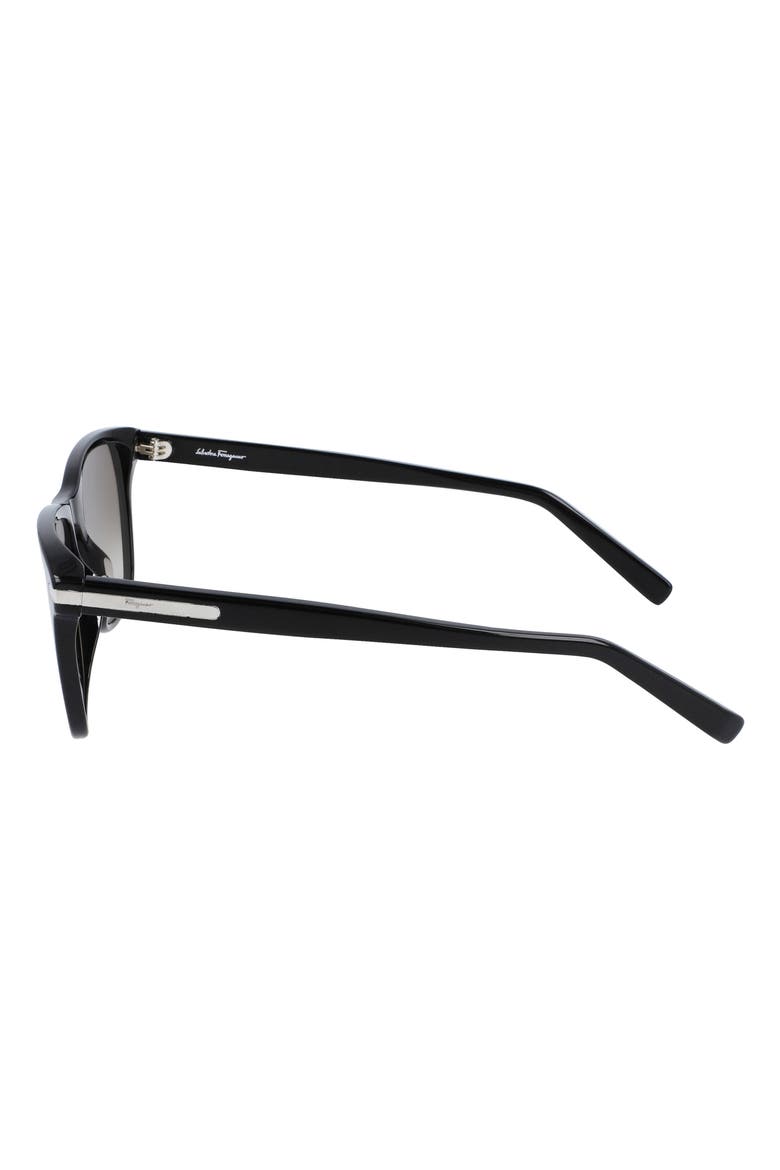57mm Gradient Rectangle Sunglasses, Alternate, color, BLACK/ BROWN
