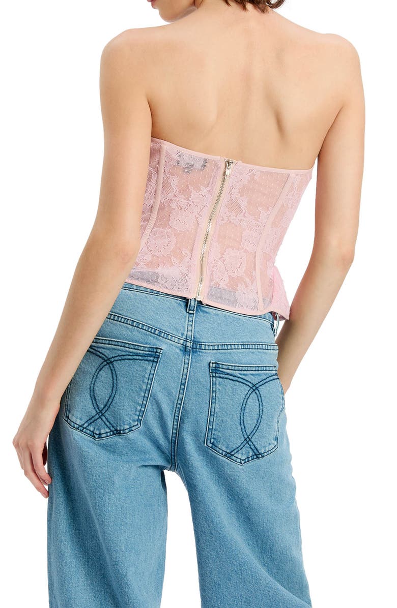 Bardot Cristo Strapless Lace Bustier, Alternate, color, Lilac