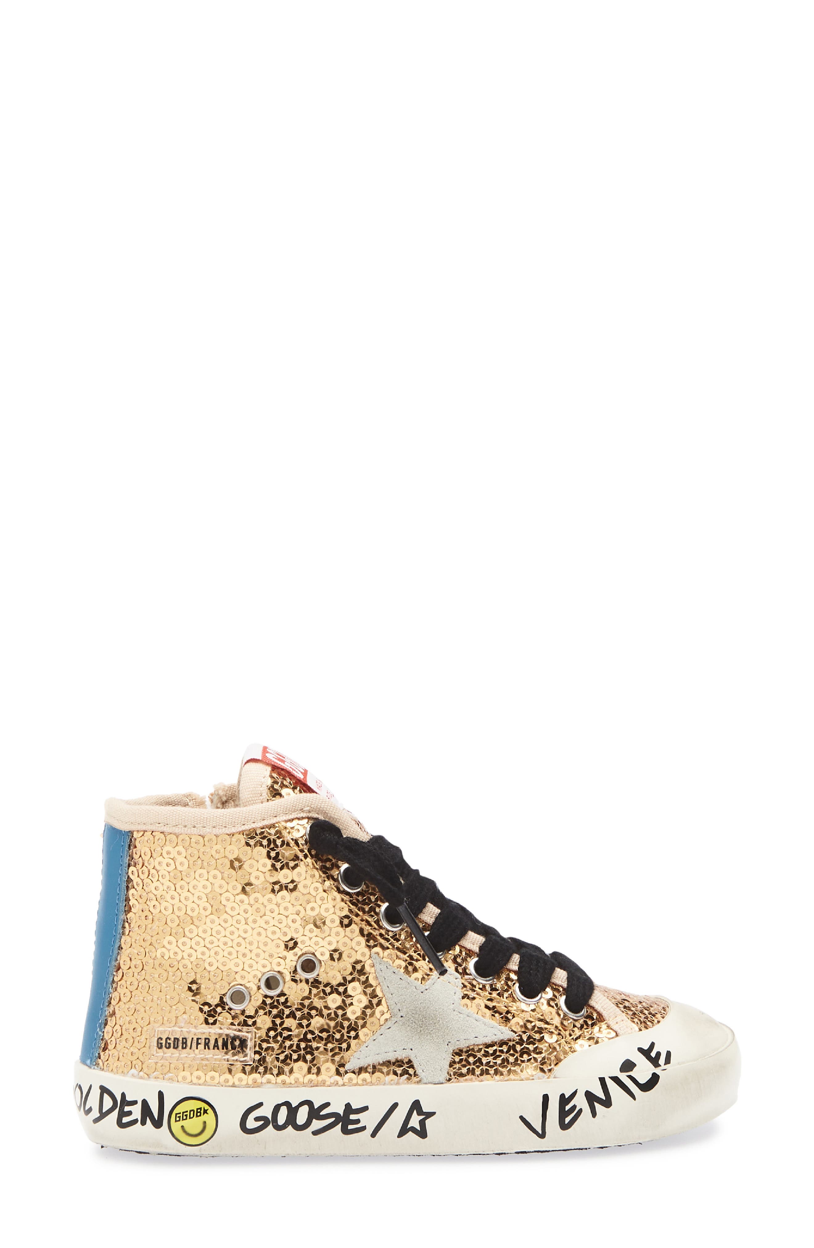 Golden Goose Kids' Francy Penstar Sequin High Top Sneaker, Alternate, color, Gold/ Ice/ Bluette