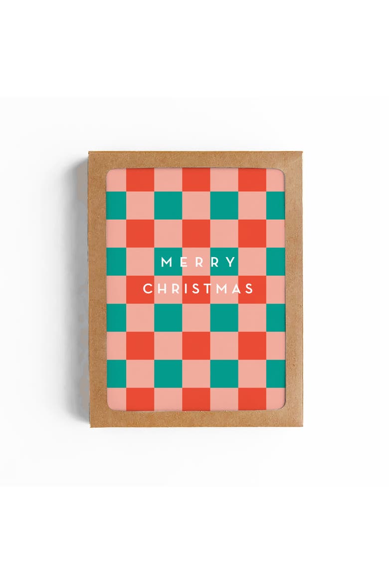 Merry Christmas Checkerboard Card-Boxed Set of 8 cards, Main, color, Multi