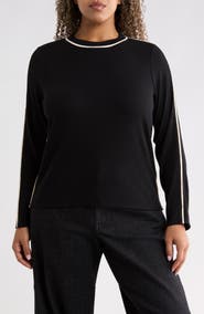 Wit & Wisdom Mock Neck Colorblocked Knit Top