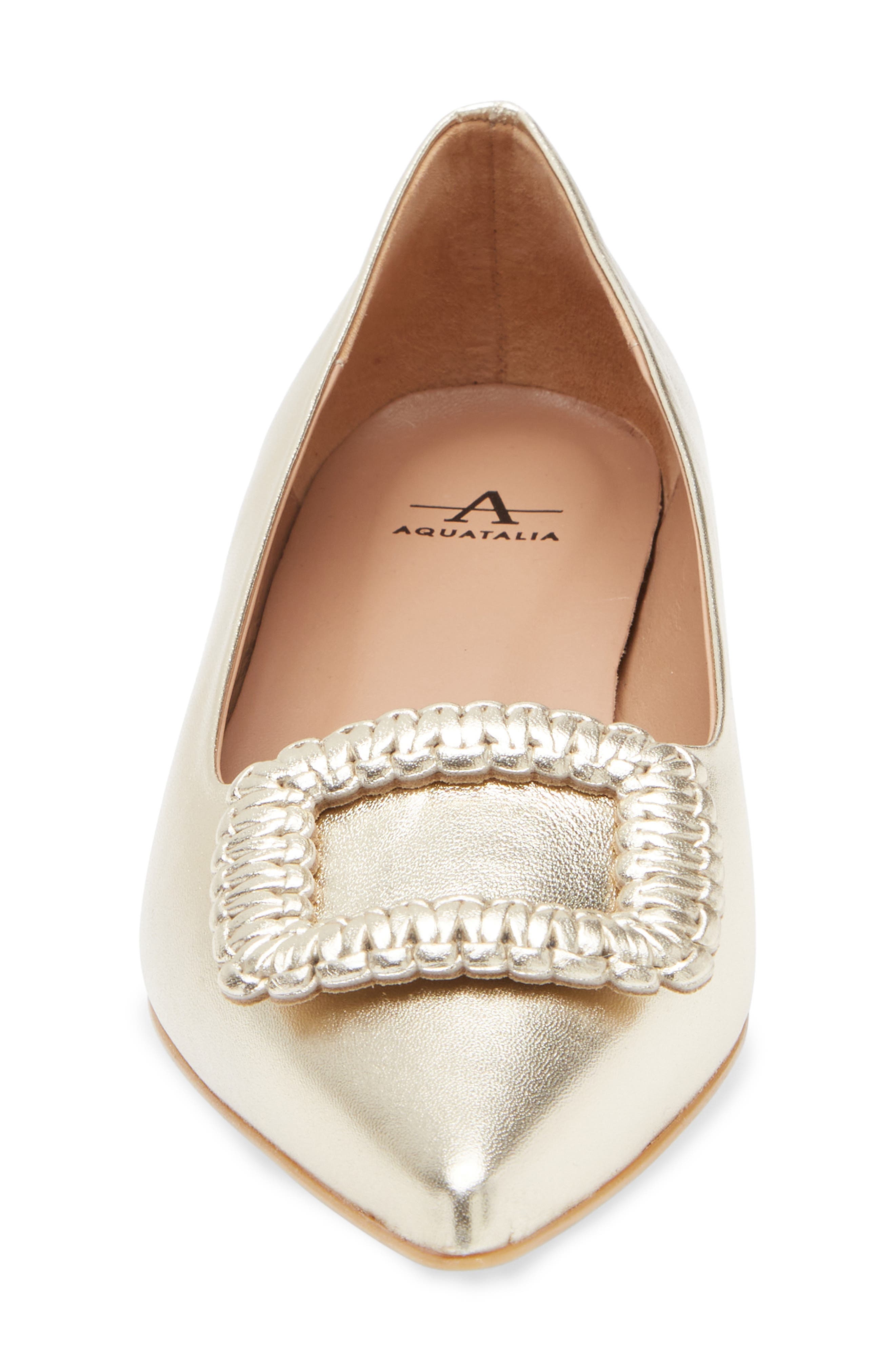 Aquatalia Jena Weatherproof Pointed Toe Flat, Alternate, color, Platino