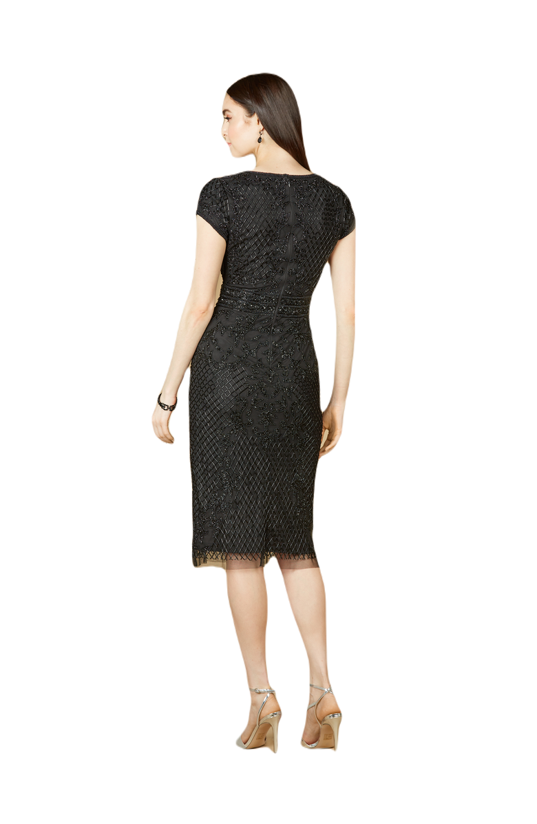 LARA New York Cap Sleeve Midi Gown, Alternate, color, Black