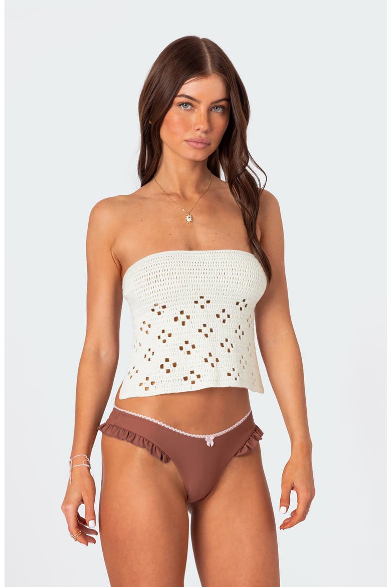 Niki Crochet Tie Back Strapless Top, Alternate, color, CREAM
