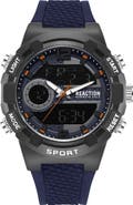 Kenneth Cole Reaction Analog Quartz & Digital Display Silicone Strap Watch, 46mm