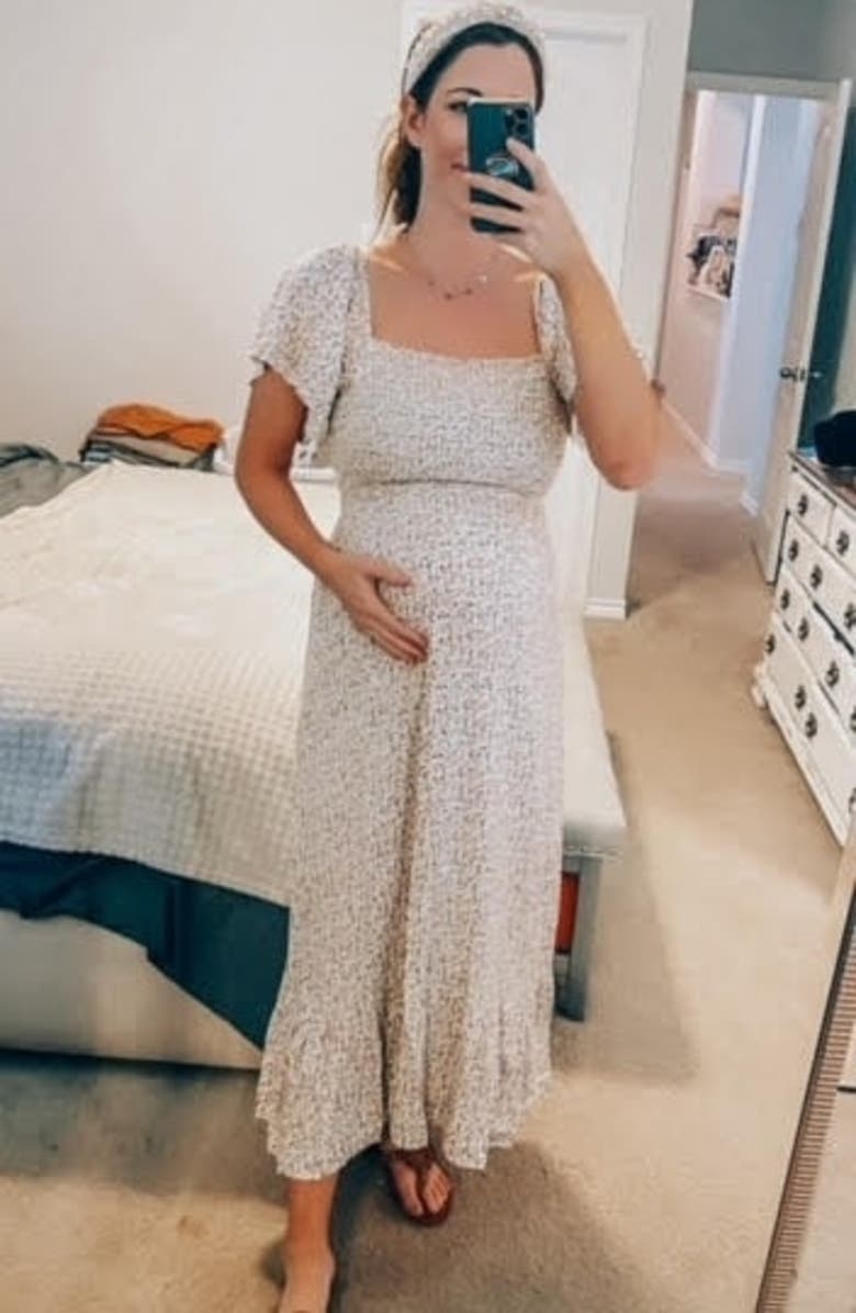 PinkBlush Floral Smocked Maxi Dress, Alternate, color, Ivory