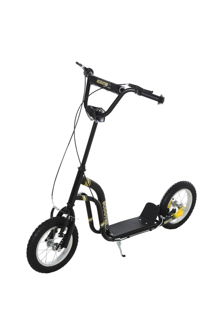 Youth Scooter with Dual Brakes, Inflatable Front Wheel, Main, color, Black