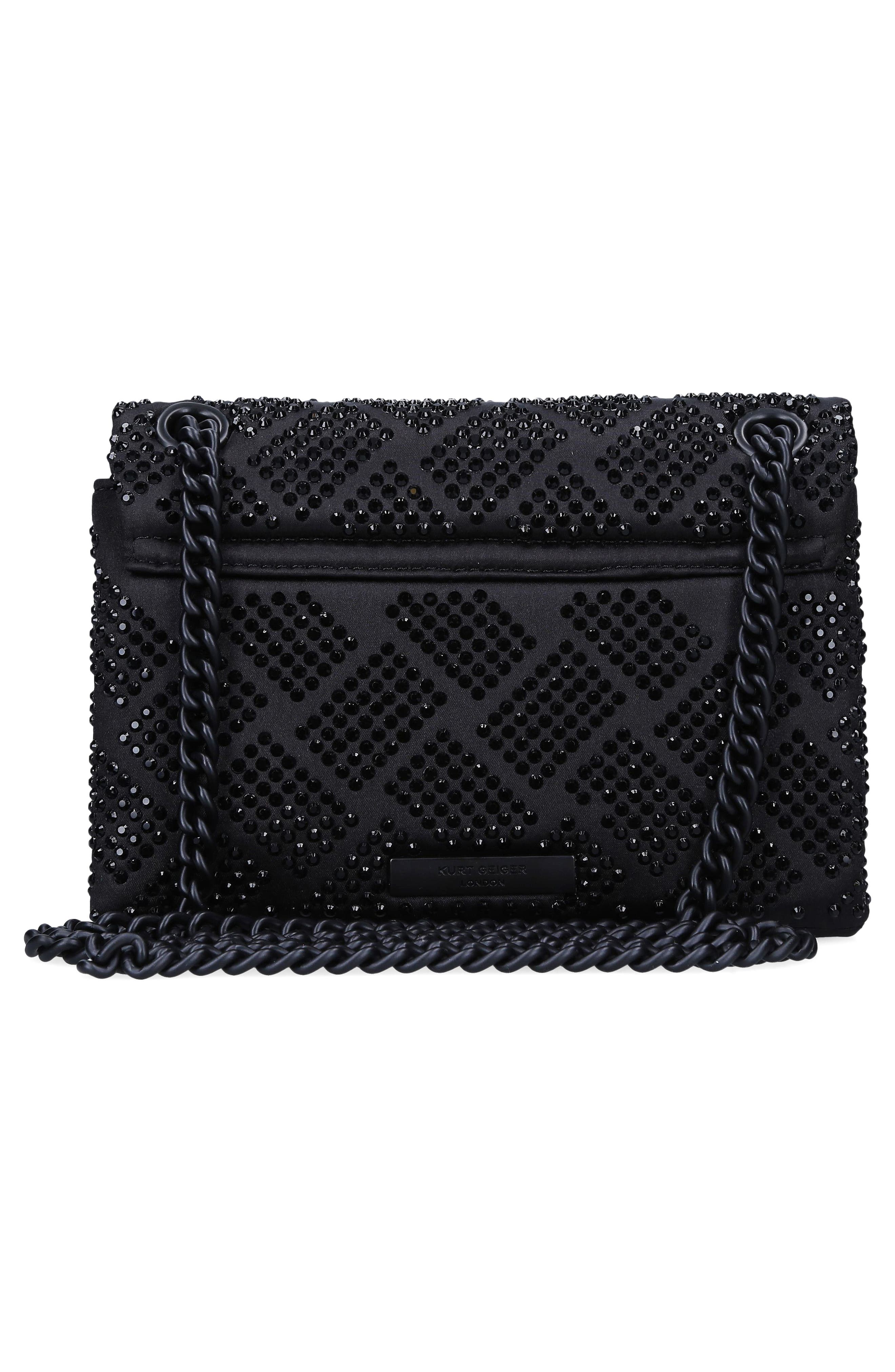 Kurt Geiger London Mini Kensington Embellished Fabric Convertible Crossbody Bag, Alternate, color, Black