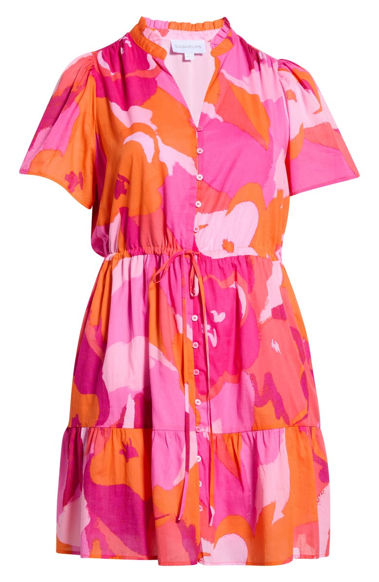 SUGARLIPS Merim Floral Amo Button-Up Minidress, Alternate, color, Orange-Pink-Multi