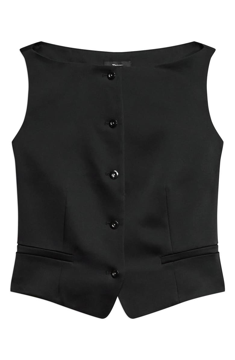 Theory Boat Neck Satin Vest, Alternate, color, Black