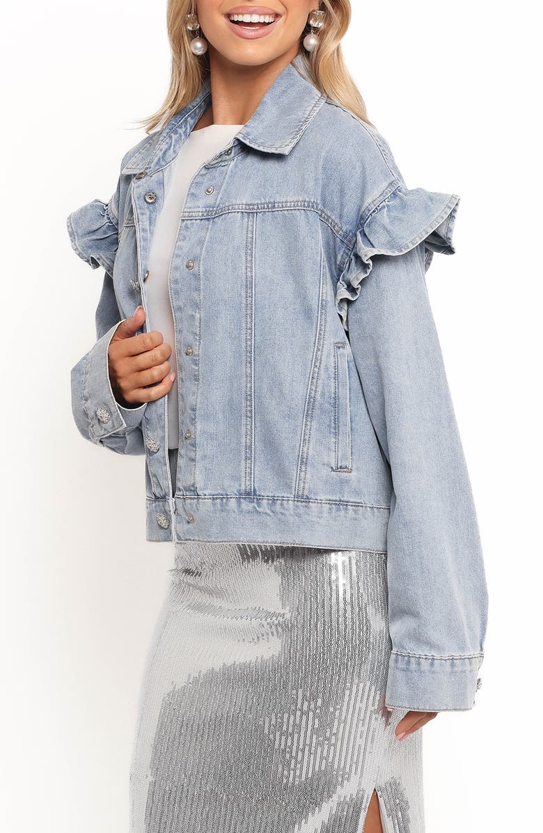 Petal & Pup Hadley Ruffle Denim Jacket, Alternate, color,