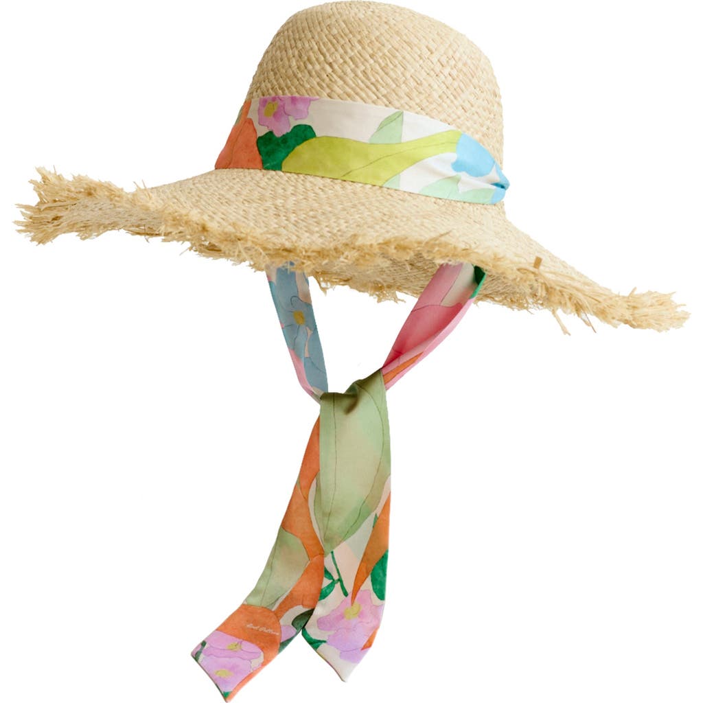 Lost Pattern Nyc "cartagena" Straw Hat With Ribbon Tie In Neutral