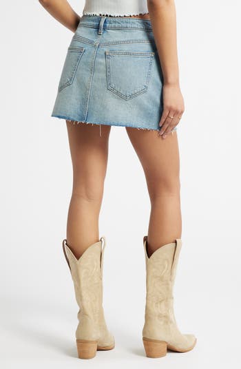 Foldover Cuff Denim Miniskirt