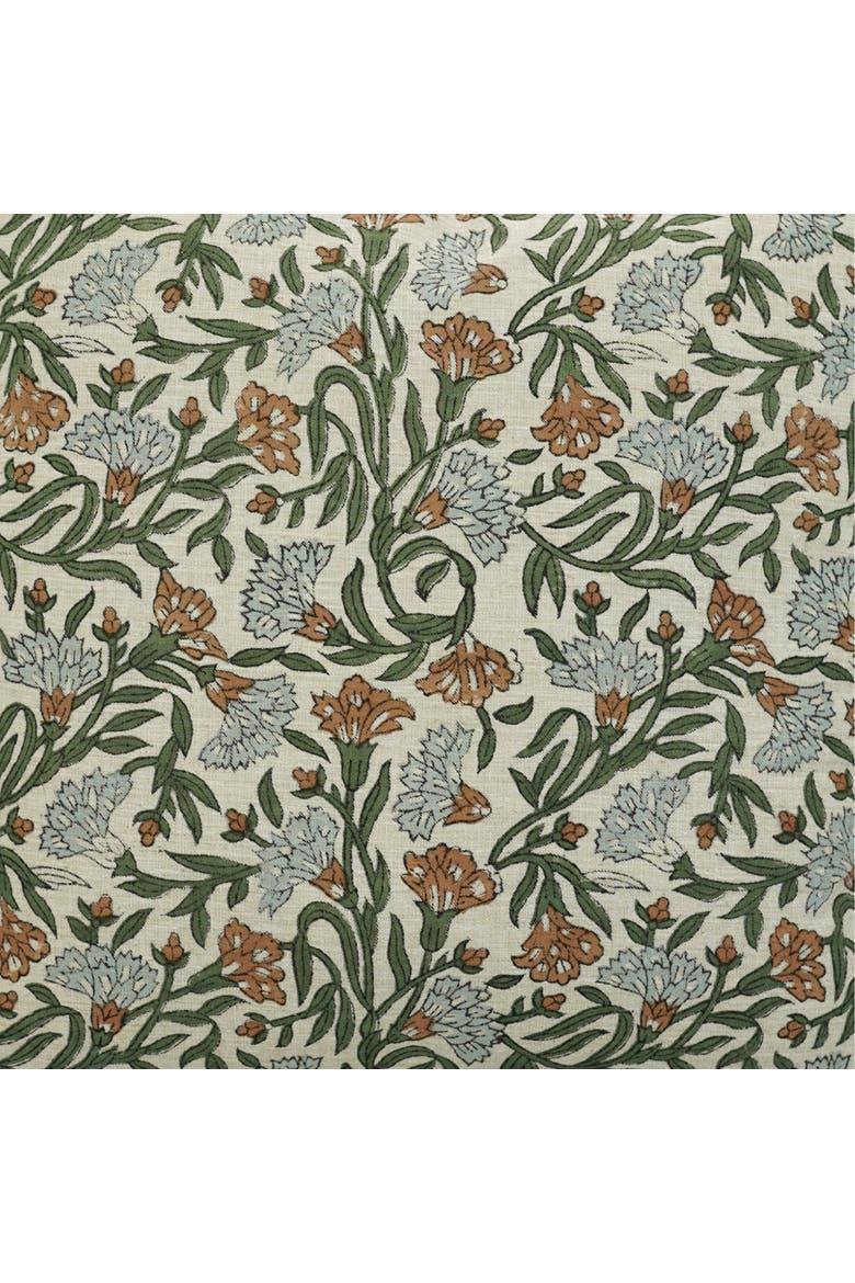 Thorny Stems  Handmade Block Printed Pillow Cover, Alternate, color, Green