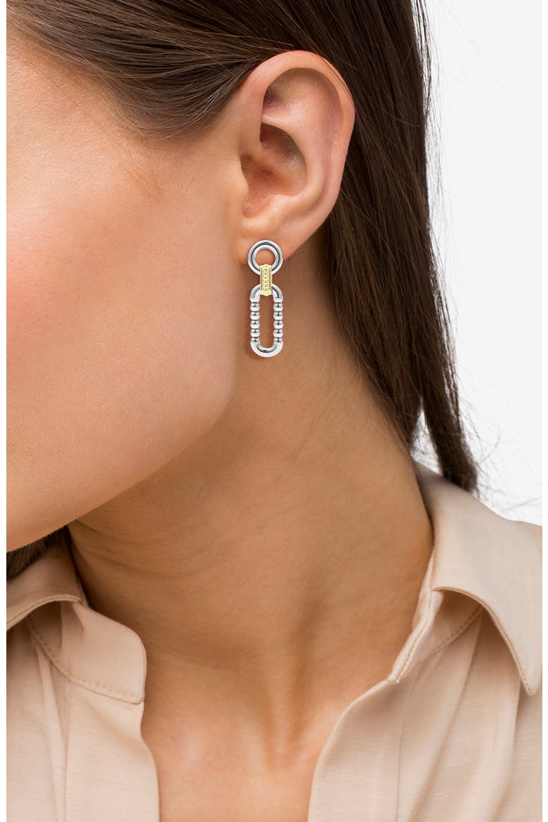 Signature Caviar Link Drop Earrings, Alternate, color, SILVER GOLD