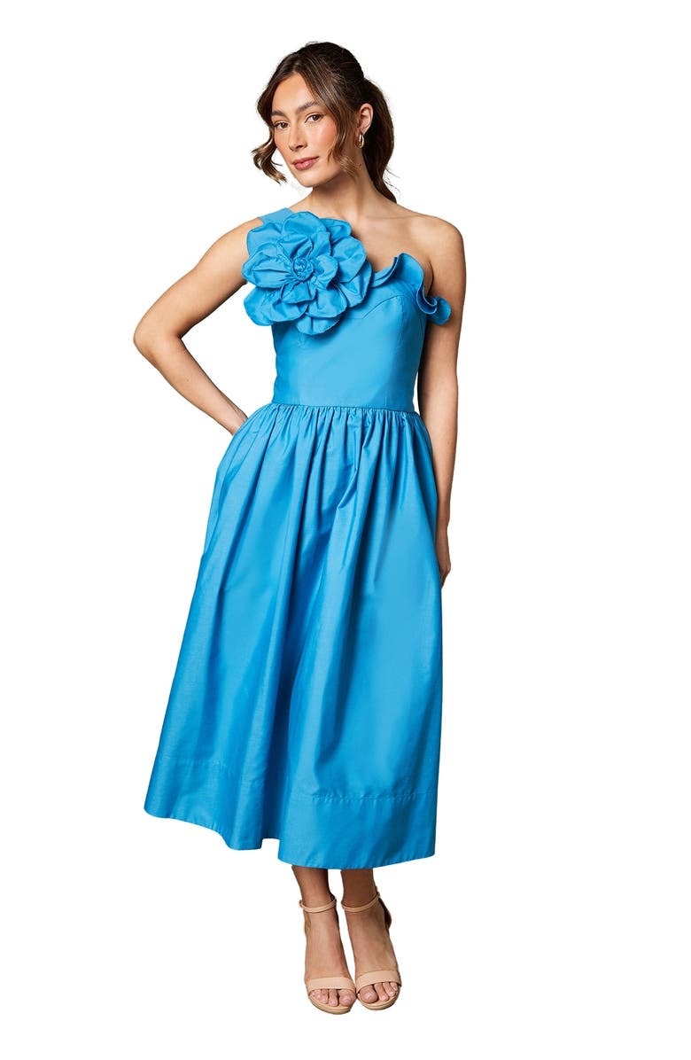 Coast One Shoulder Corsage Midi Dress, Main, color, Blue