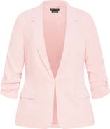 City Chic Abbie Ruched Sleeve Blazer