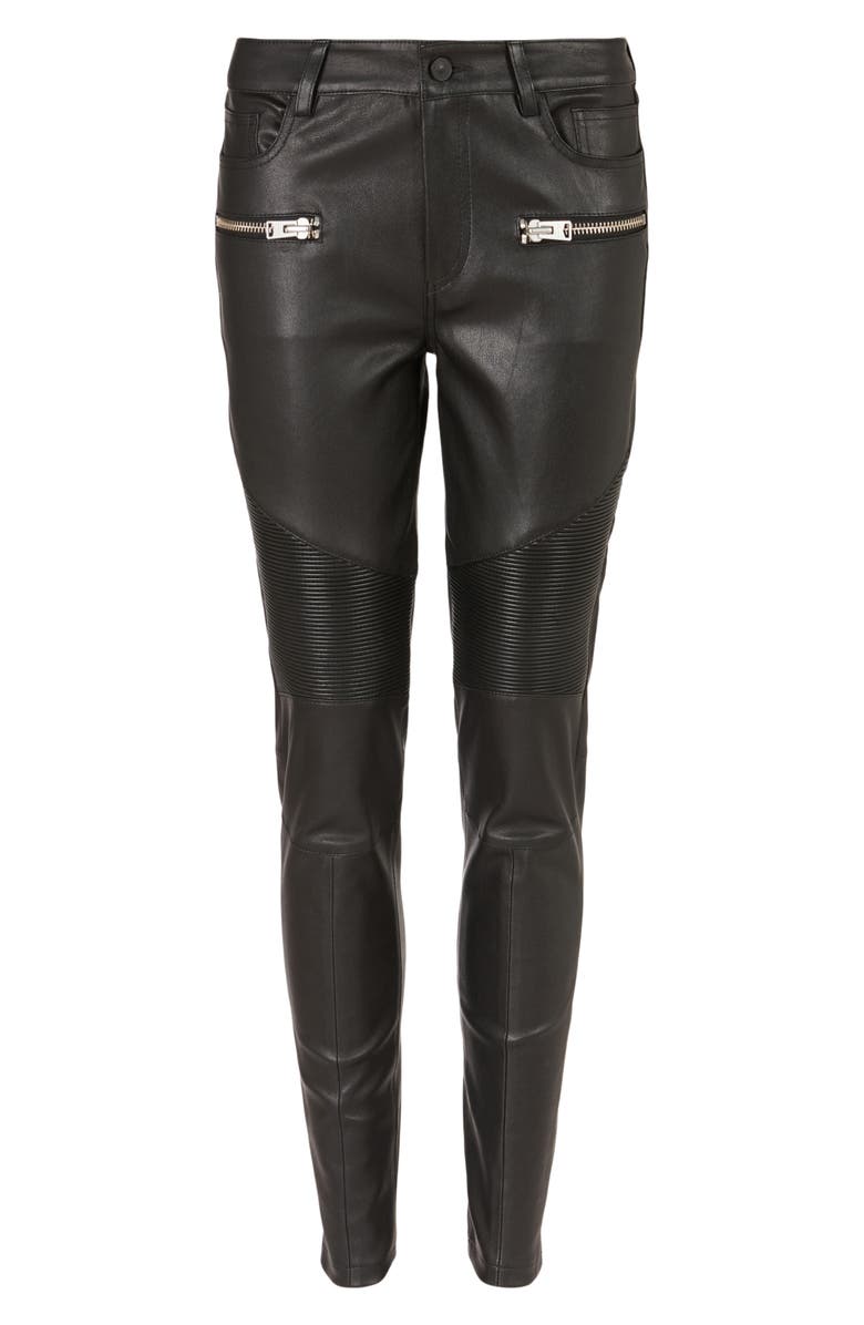 AllSaints Suri Leather Biker Jeans, Alternate, color, 