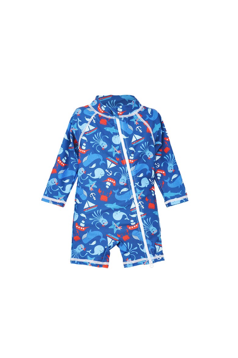 Infant and Toddlers Sun Protective UPF 50+ Shortie Surf Swimsuit, Main, color, Nautical Fun