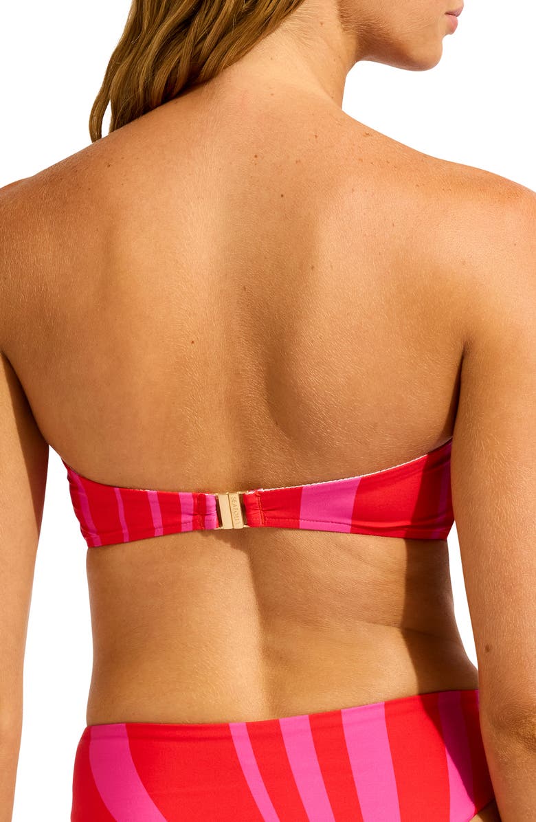 Seafolly Ring Front Bandeau Bikini Top, Alternate, color, Flame