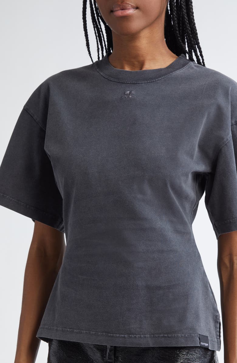 Courrèges Fitted Stonewashed T-Shirt, Alternate, color, 
