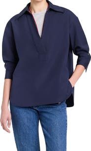 TWP Long Sleeve Woven Johnny Collar Top