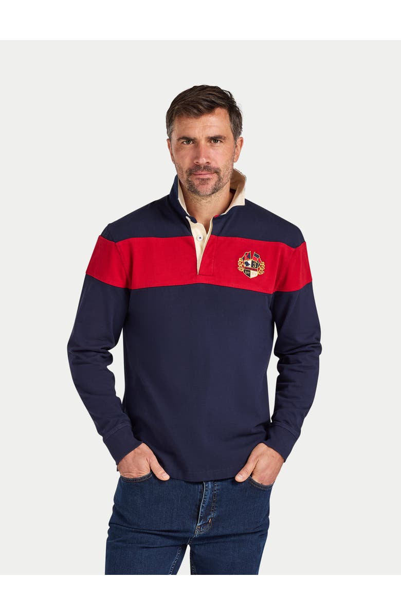 Raging Bull Long Sleeve Chest Panel Rugby Shirt, Main, color, Navy