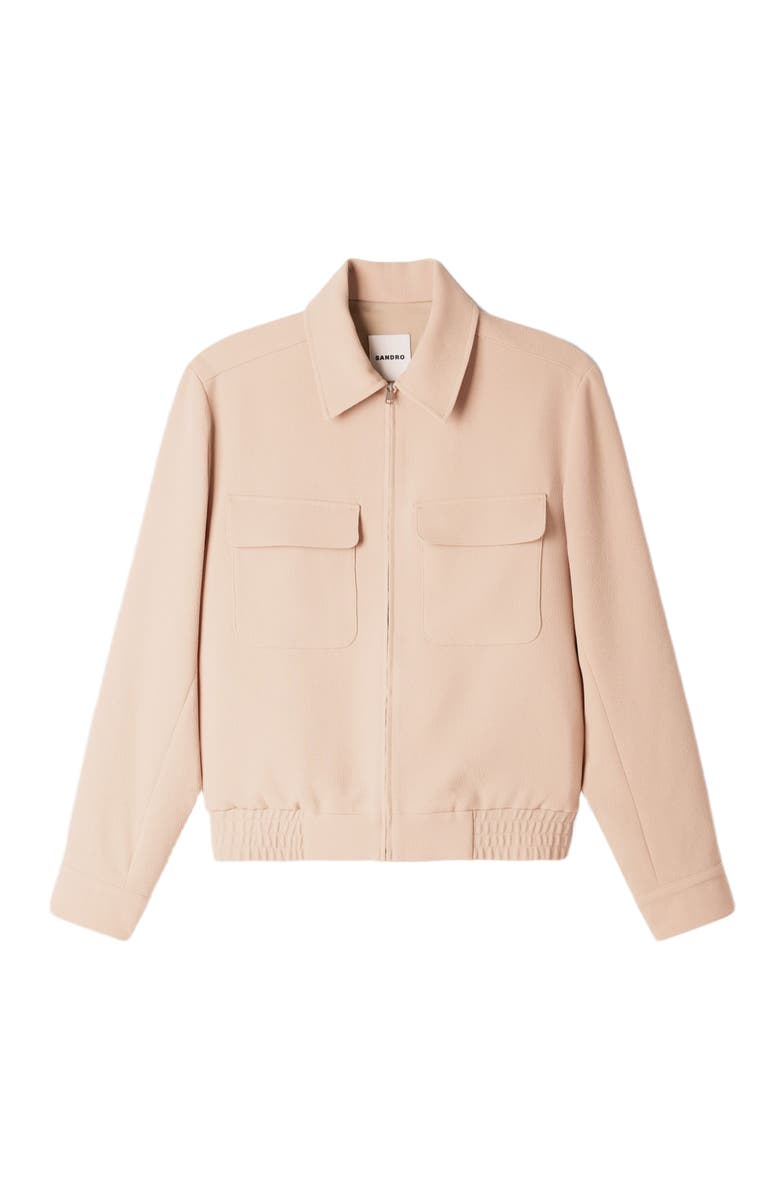 SANDRO Waffle-effect zip-up jacket, Alternate, color, Cappucino
