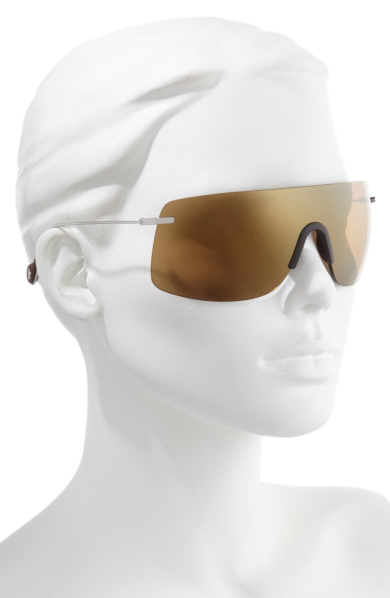Moncler Lunettes Electra Genius 1952 165mm Mirrored Shield Sunglasses, Alternate, color, 