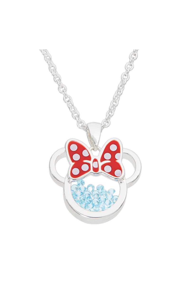 Disney Silver Plated Birthstone Shaker Necklace, 18+2'', Main, color, Silver, White