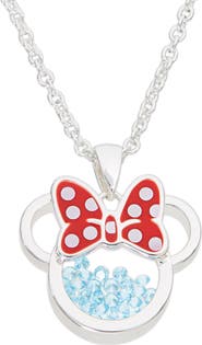 Disney Silver Plated Birthstone Shaker Necklace, 18+2''