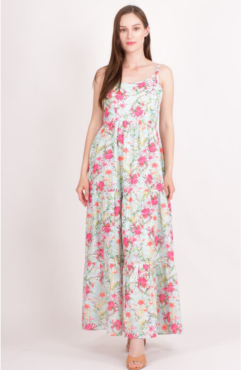 RAAS Caty Floral Tiered Maxi Dress, Alternate, color, Light Blue