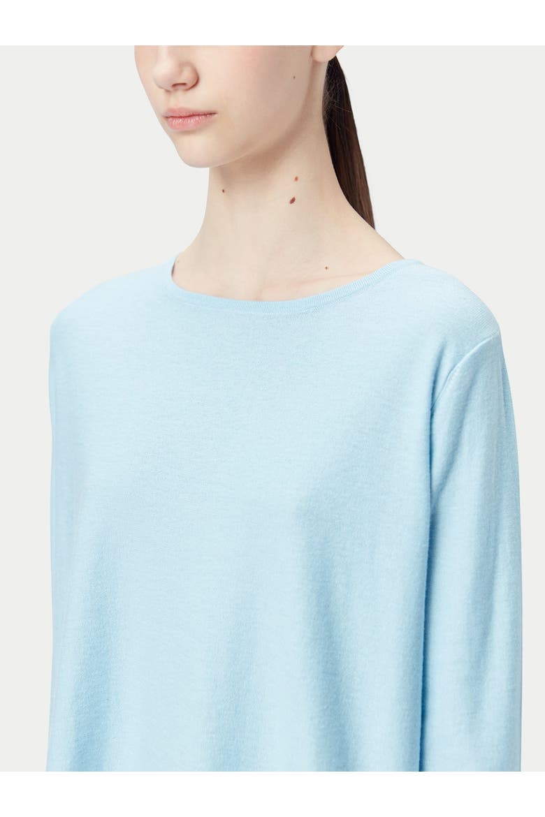 Boatneck Cotton Silk Cashmere Blend Sweater, Alternate, color, aquamarine