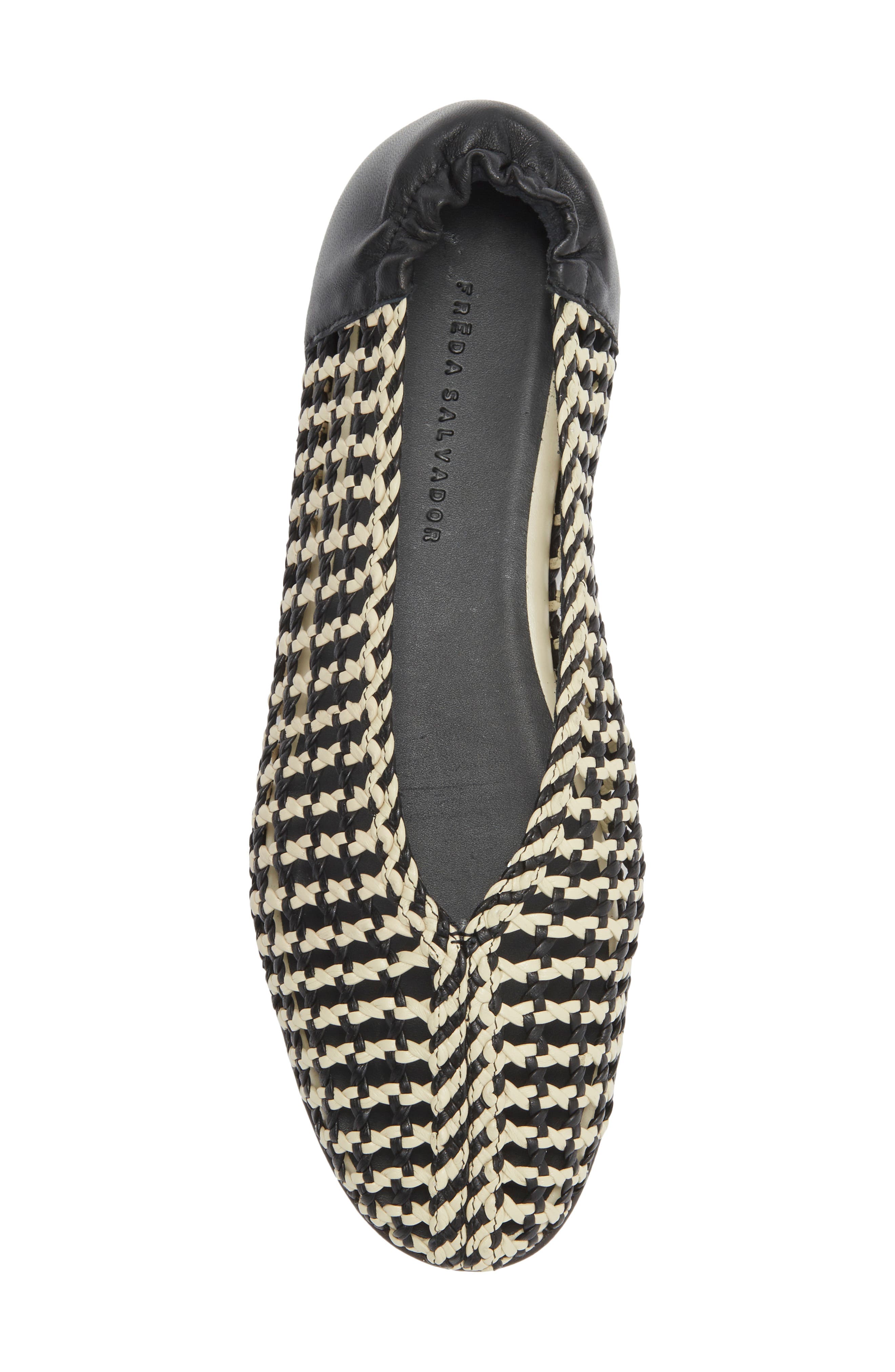 Freda Salvador Woven Ballet Flat, Alternate, color, Black Vanilla Woven Calf