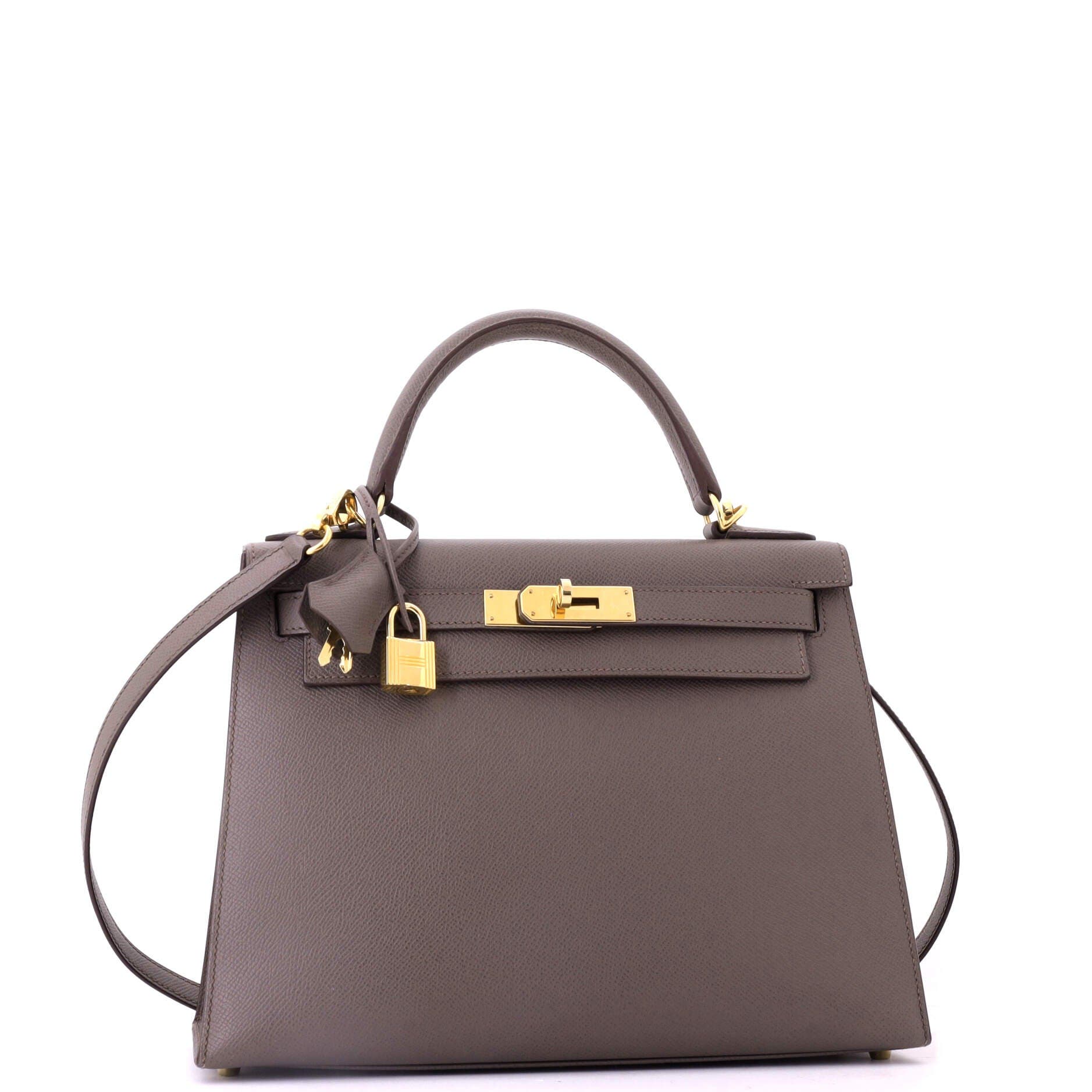 Pre-Owned Hermes Kelly Handbag Grey Epsom with Gold Hardware 28, Alternate, color, Etain