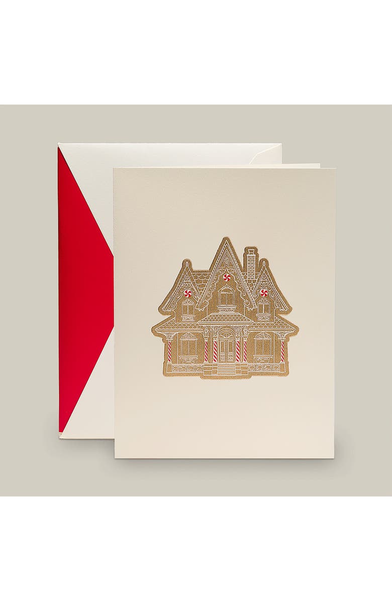 Crane Gingerbread Cottage Set of 10 Greeting Cards, Alternate, color, Beige/ Ivory