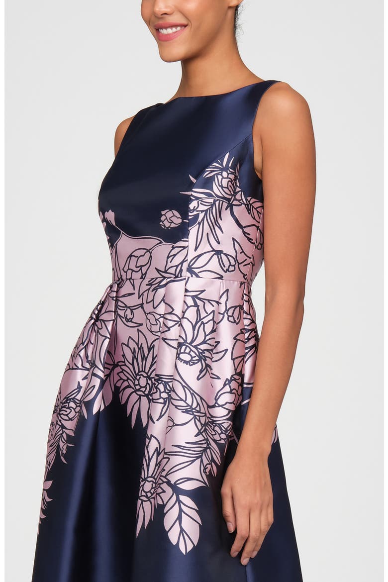 Evaline Placed Floral Cocktail Midi Dress, Alternate, color, DEEP NAVY