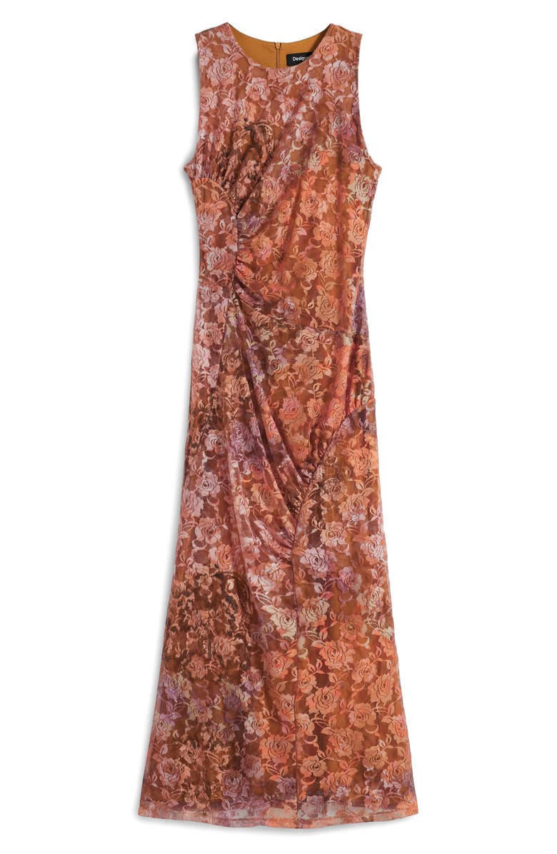 Desigual Floral Sleeveless Midi Dress, Alternate, color, Brown