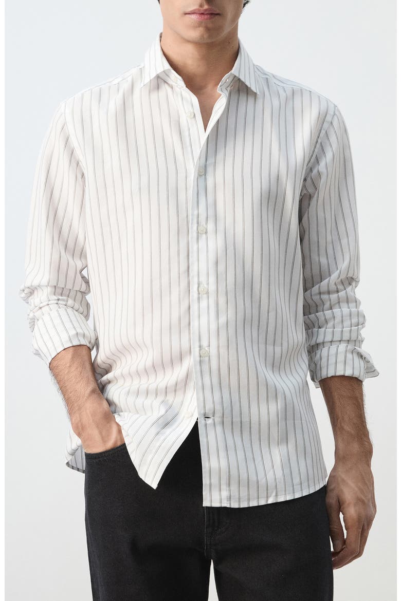 Stripe Button-Up Shirt, Main, color, OFF WHITE