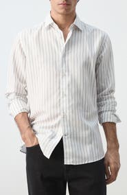 MANGO Stripe Button-Up Shirt