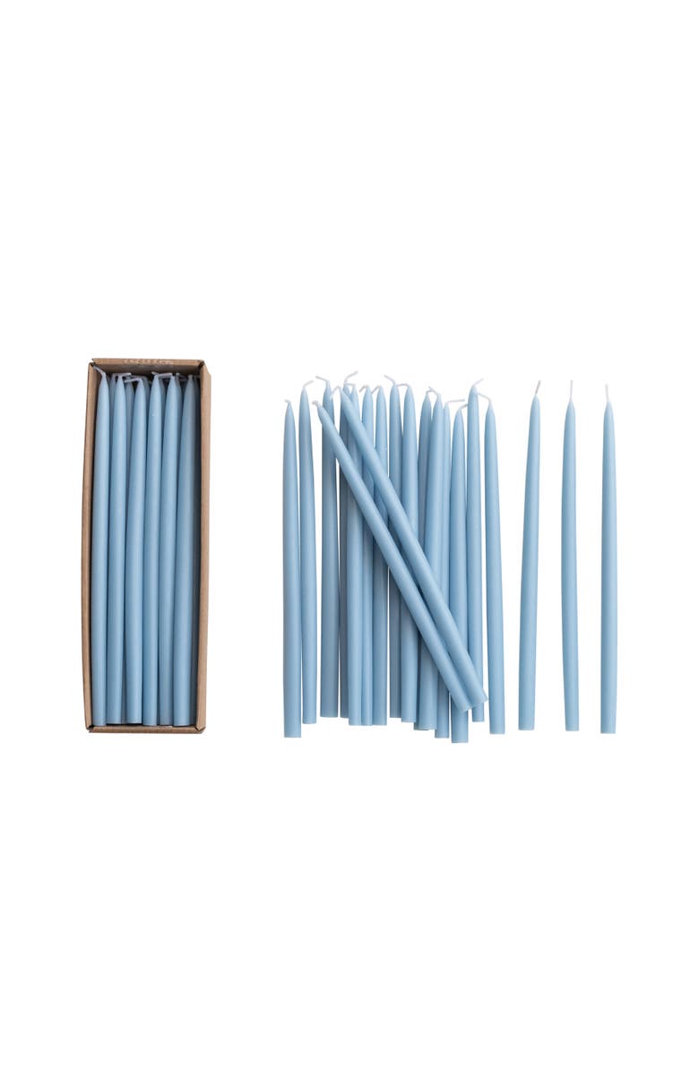 Storied Home 24-Piece Unscented Thin Taper Candles in Box, Light Blue, Main, color, Blue