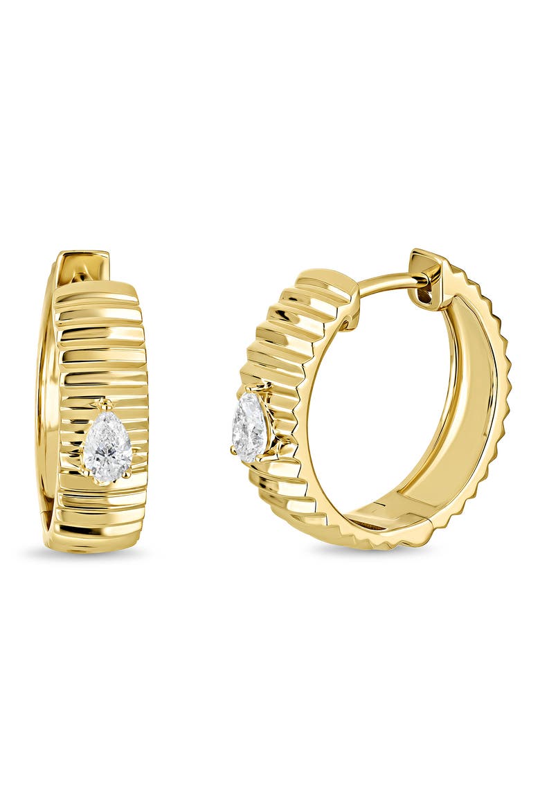 18K Gold Cleo Diamond Hoop Earrings, 5mm (Online Trunk Show), Main, color, 18K YELLOW GOLD/ DIAMOND