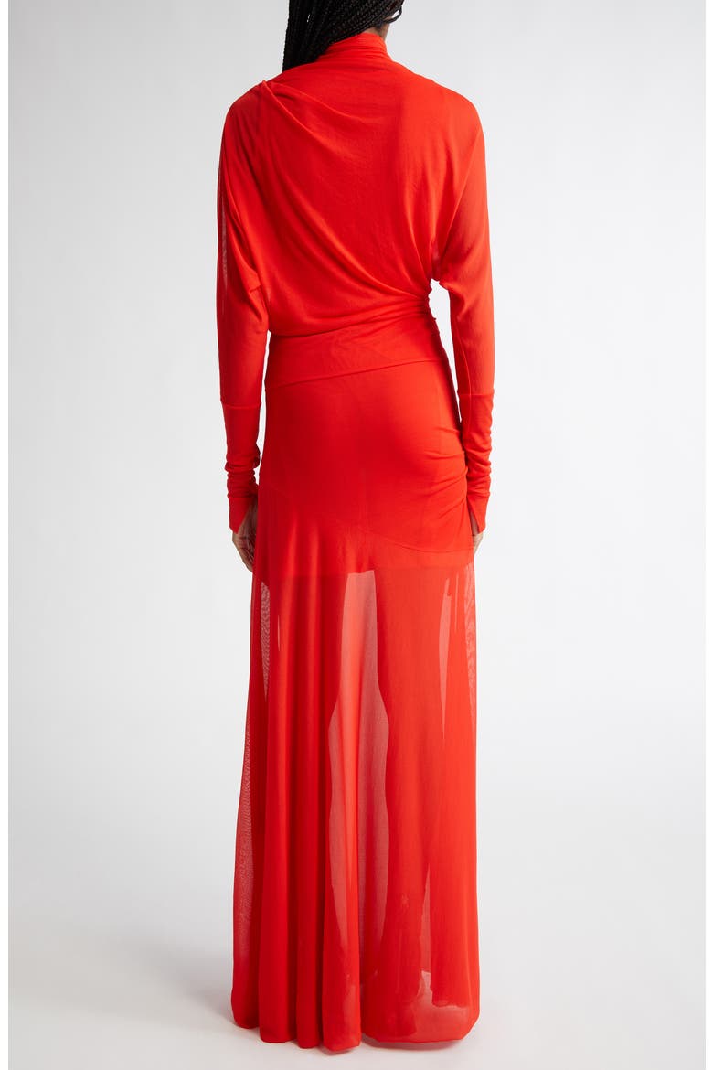 Paula Sheer Long Sleeve Maxi Dress, Alternate, color, RED